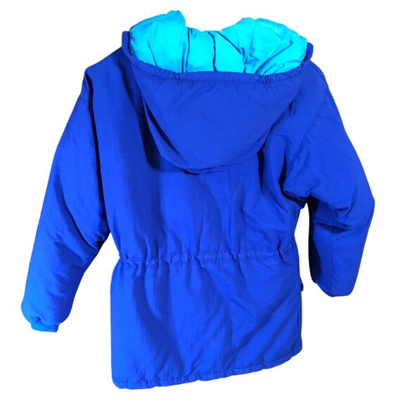 L.L. Bean Women's Down Coat Large? Hooded Winter Jacket Blue Nylon Coat - Picture 2 of 16